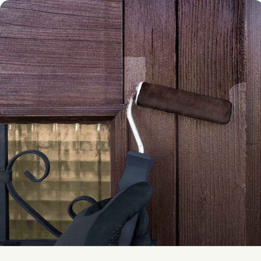 Wood door being refinished